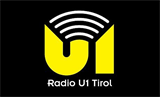 Buchstaben U und 1 in dicker gelber Schrift, darunter Radio U1 Tirol ausgeschrieben in weiss, vor schwarzem Hintergrund